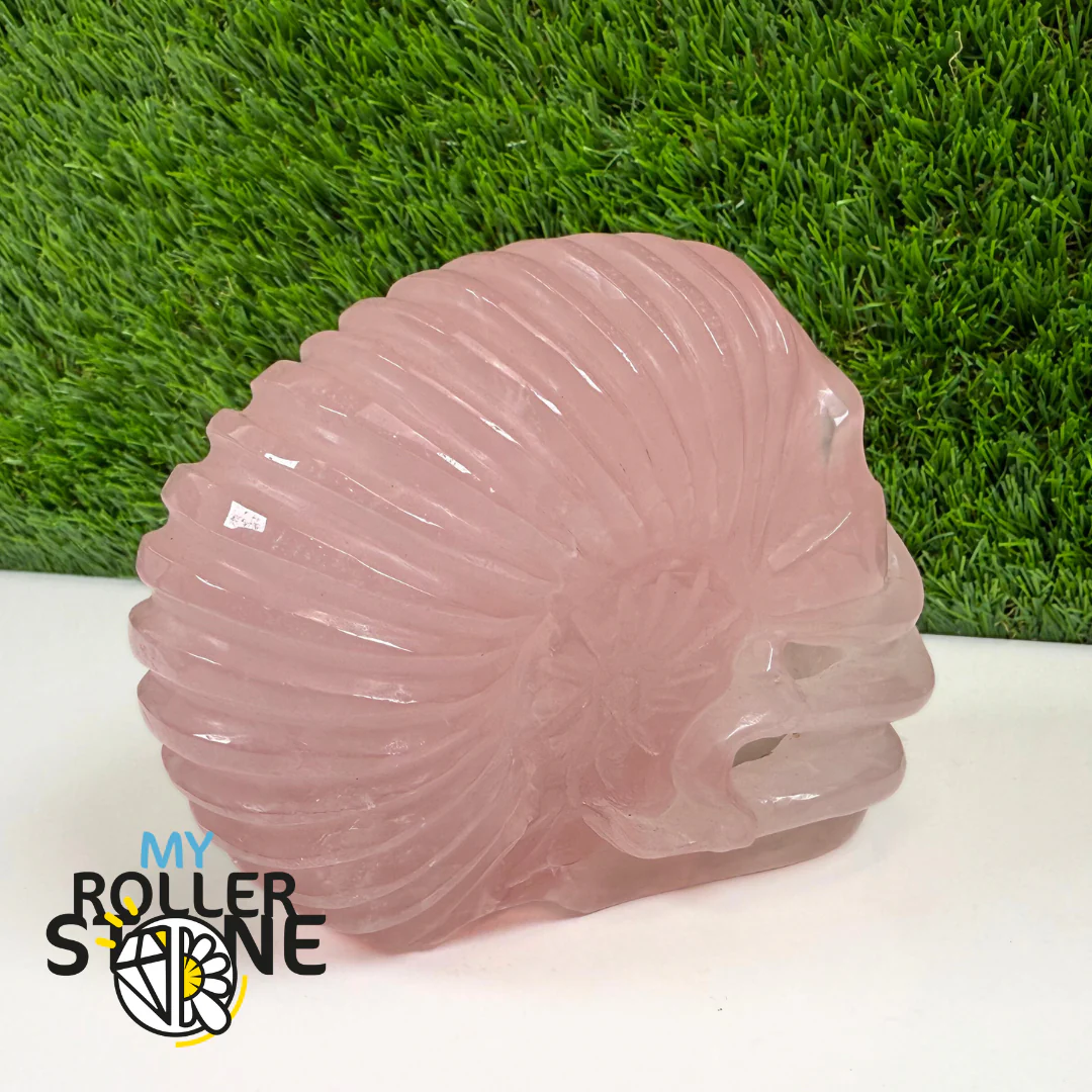 Sculpture en Quartz rose Tete de Mort et Pieuvre - Image 3