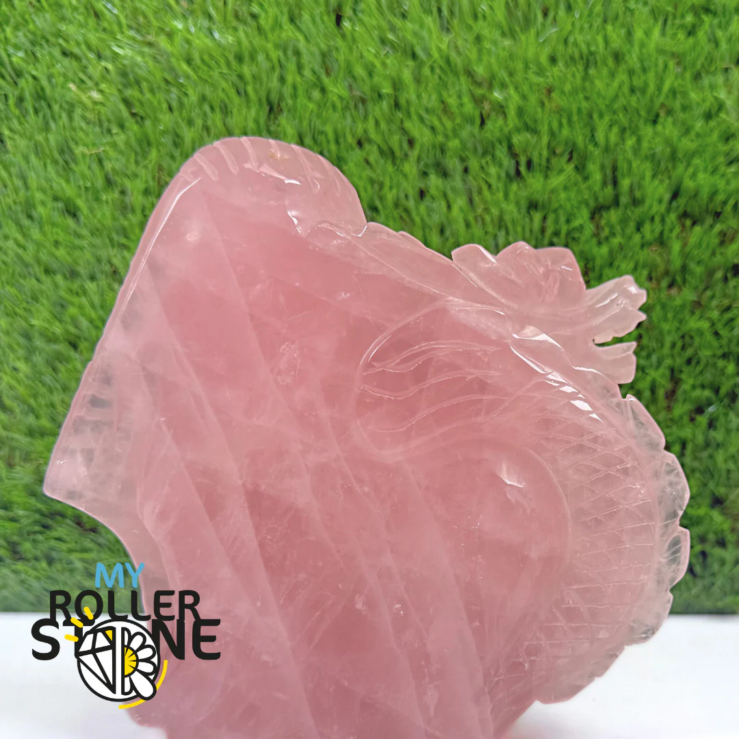 Sculpture en Quartz rose Tete de Pharaon et Dragon - Image 4