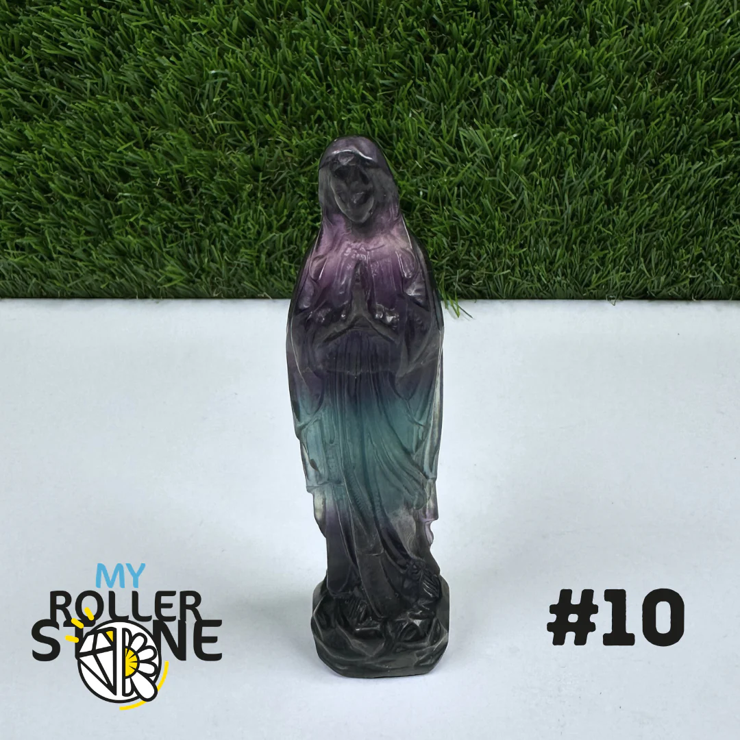 Statuette Vierge Marie en Fluorite Arc-en-Ciel - Image 10