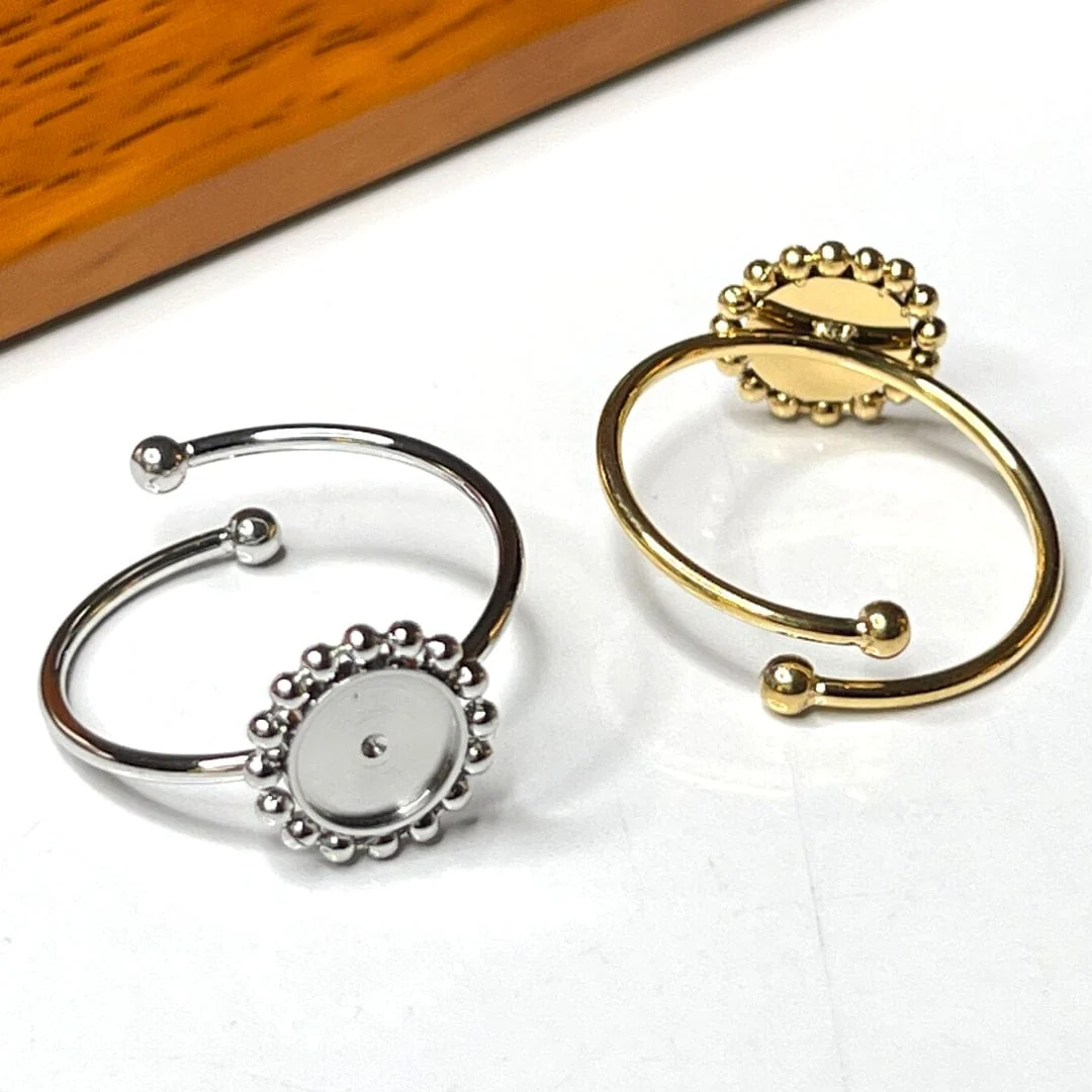 Support Bague Cabochon Acier Inoxydable Doré/Argenté