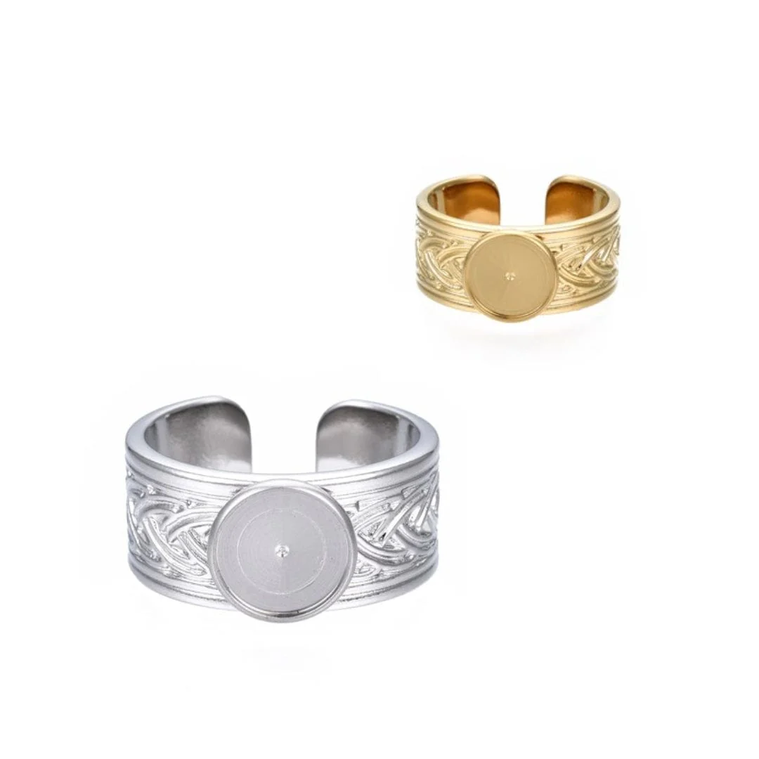 Support Bague Cabochon Rond Acier Inoxydable 304