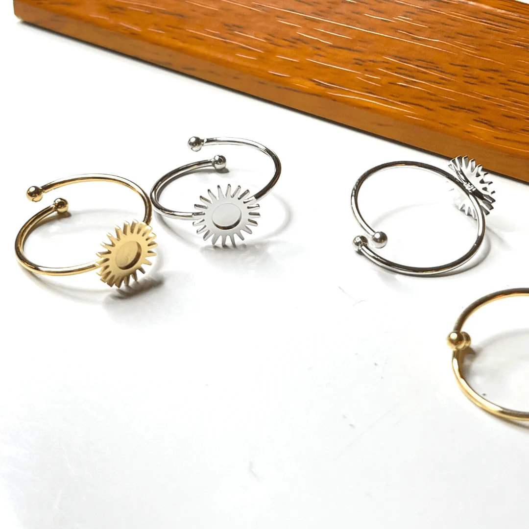 Support Bague Soleil Doré/Argenté